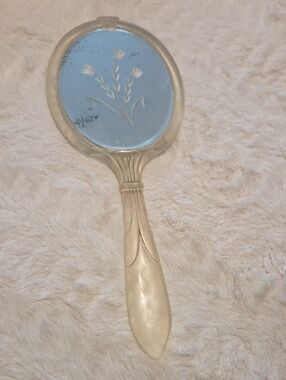 Vintage Hand Mirror in Blue and Cream